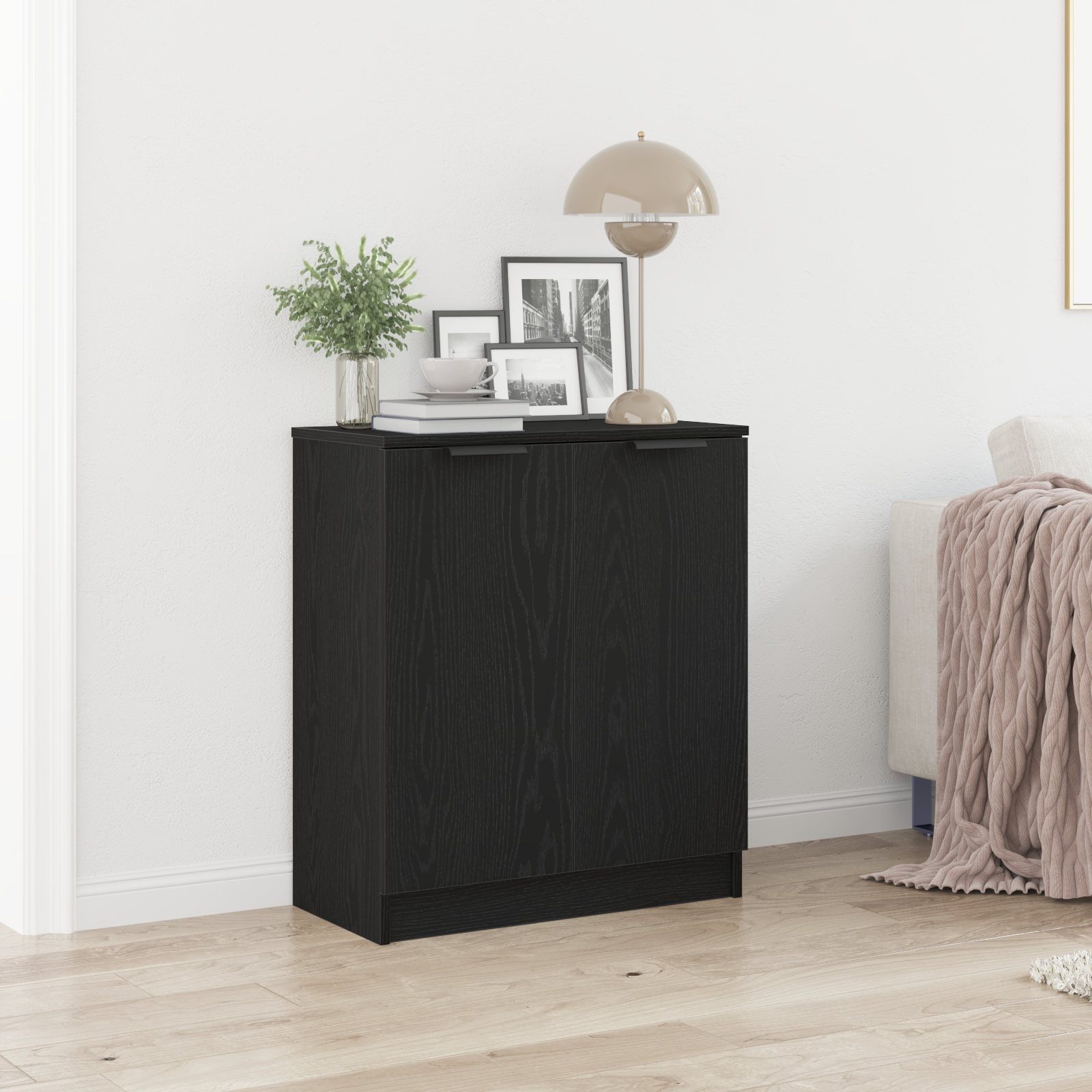 foto del prodotto credenza nero rovere 60x30x70 cm legno ingegnerizzato