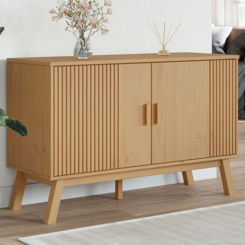foto del prodotto credenza olden marrone 114x43x73,5 cm in legno massello di pino vidaxl