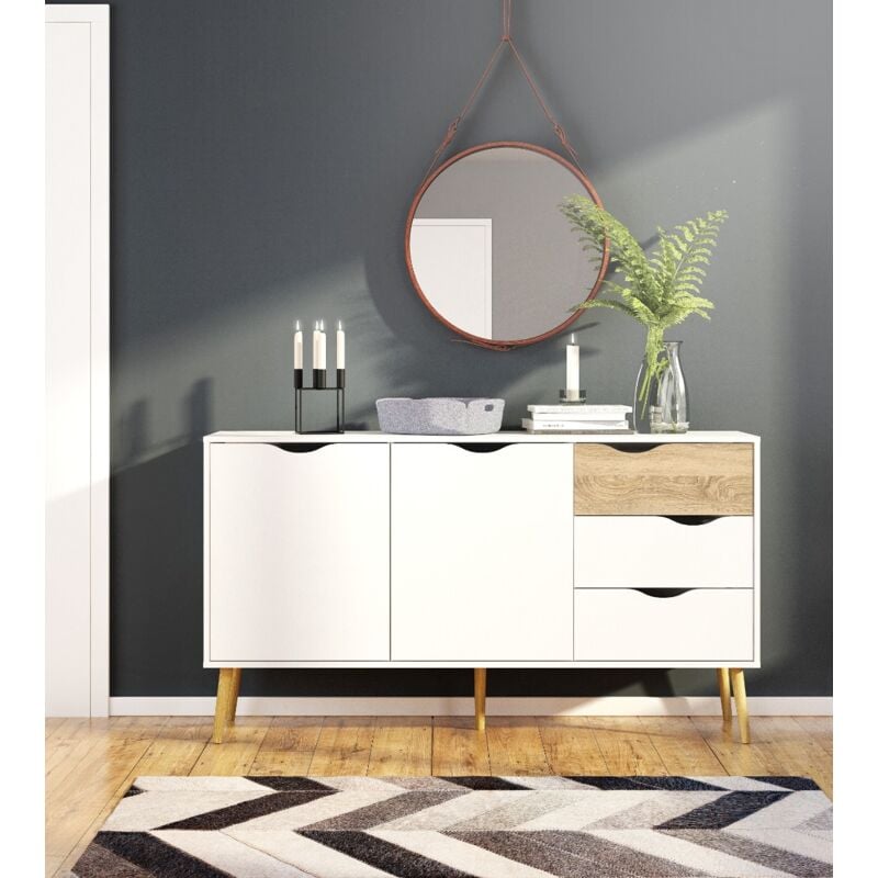 foto del prodotto credenza oslo bianco opaco e oak