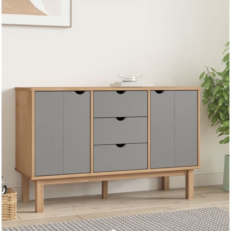foto del prodotto credenza otta marrone e grigio 113,5x43x73 cm in legno di pino vidaxl