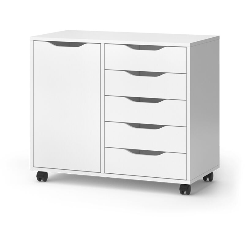 foto del prodotto credenza otwin, bianco, 78 x 61.5 cm con 5 cassetti e 1 anta vicco