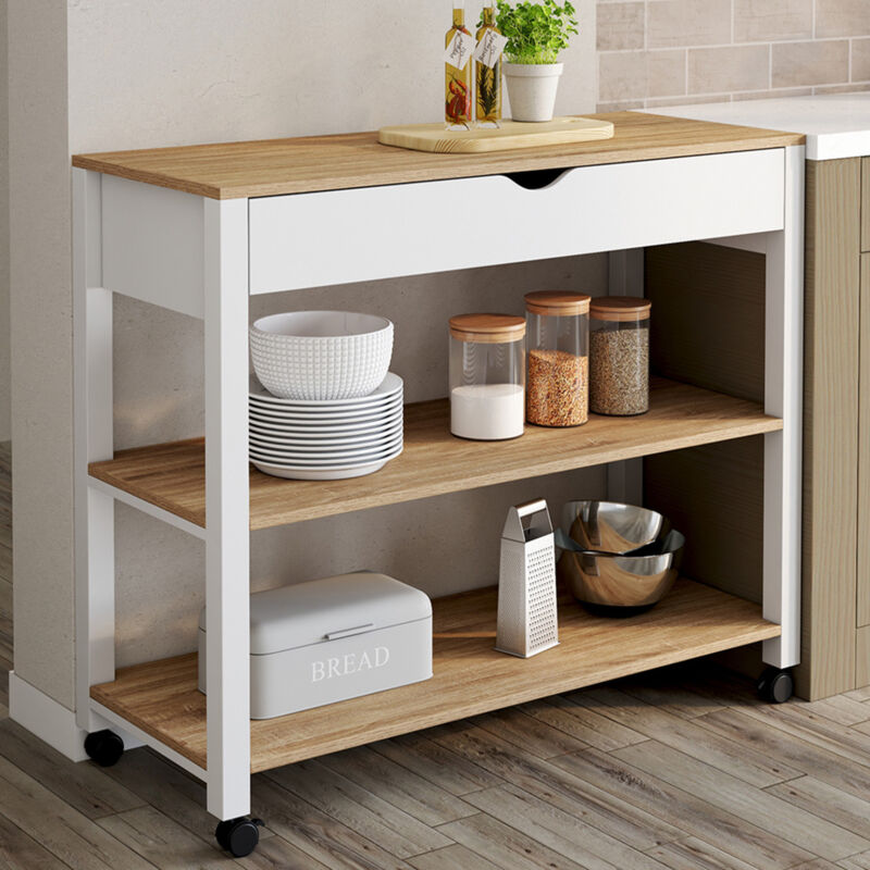 foto del prodotto credenza penh xxl con cassetto e piano di lavoro in faggio bianco l.100 cm