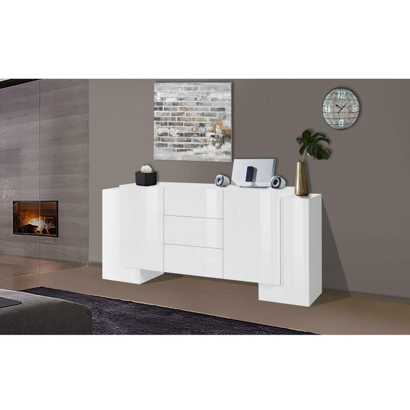 foto del prodotto credenza pillon moderna 2 2 ante battenti 2 cassetti battente bianco lucido