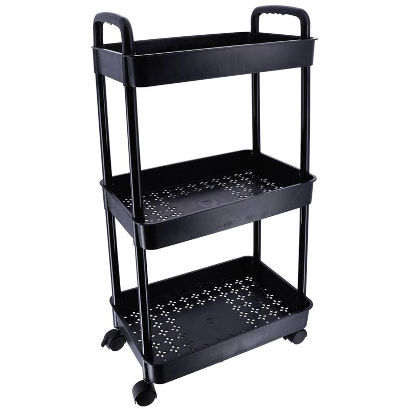 foto del prodotto credenza pp su rotelle 3 cestini nero tendance