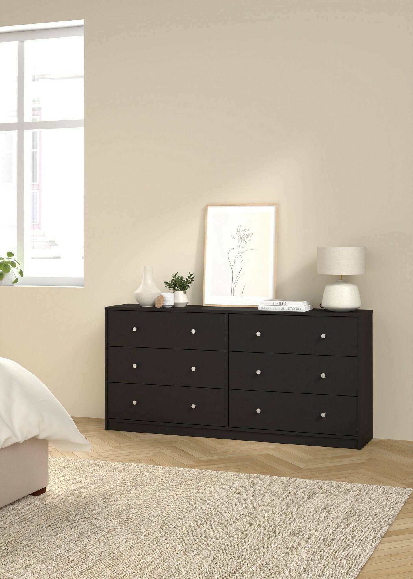 foto del prodotto credenza rick, buffet da soggiorno, madia da salotto, dispensa da cucina, 143x30 h68 cm, nero