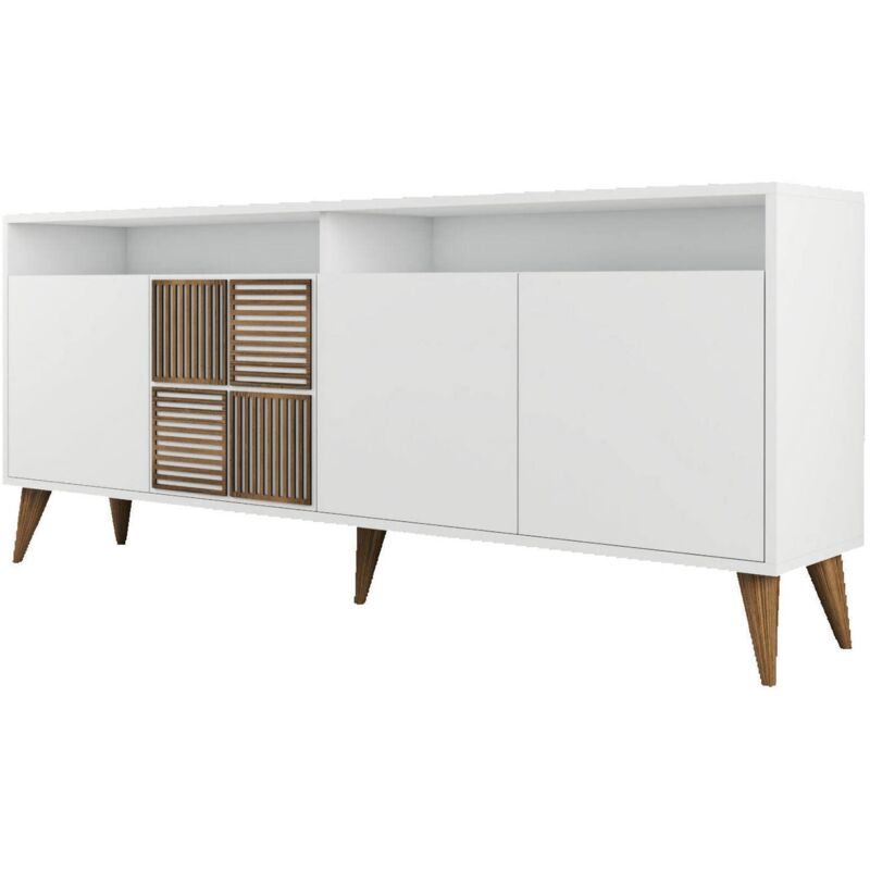 foto del prodotto credenza rotanev, buffet da soggiorno, madia da salotto, dispensa da cucina, 180x35 h79 cm, bianco dmora