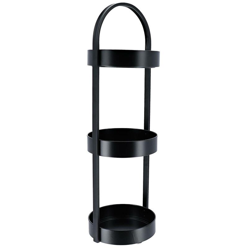 foto del prodotto credenza rotonda in metallo a 3 livelli nero tendance