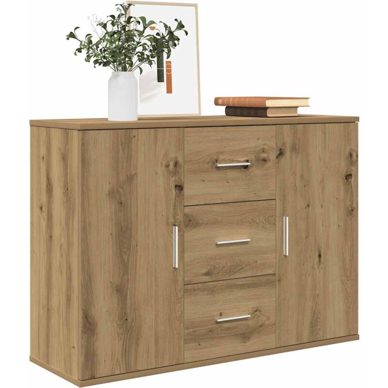 foto del prodotto credenza rovere artigianale 90x29,5x65 cm in legno multistrato vidaxl