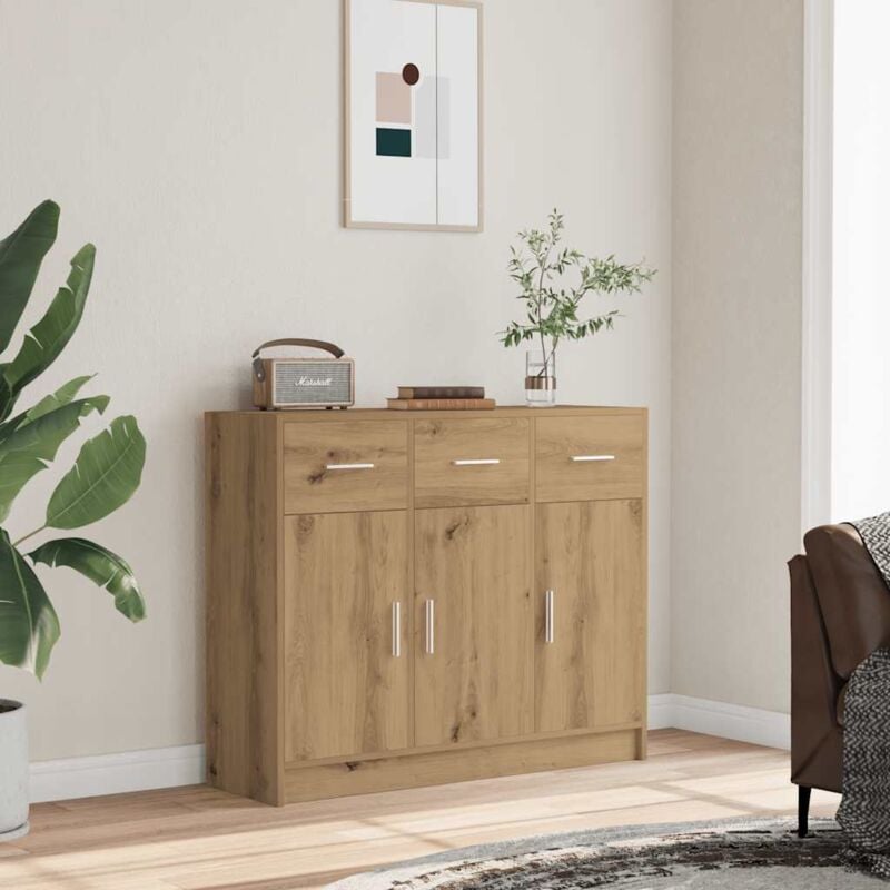 foto del prodotto credenza rovere artigianale 91x28x75 cm in legno multistrato vidaxl