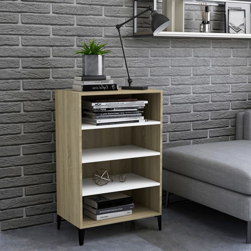 foto del prodotto credenza rovere bianco e sonoma 57x35x90 cm in truciolato cod mxl 17556