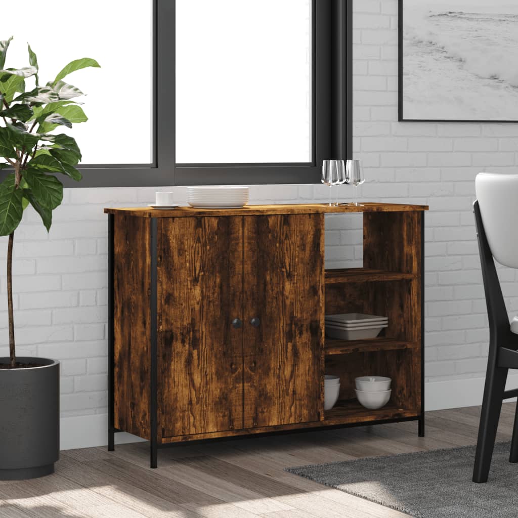 foto del prodotto credenza rovere fumo 100x33x75 cm in legno multistrato