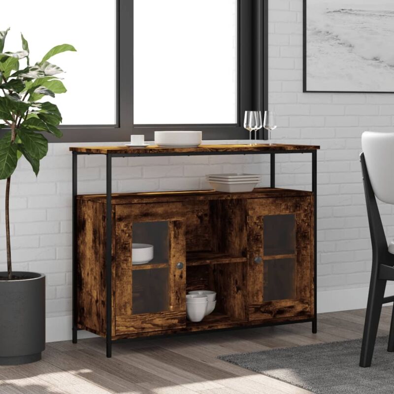 foto del prodotto credenza rovere fumo 100x35x80 cm in legno multistrato vidaxl