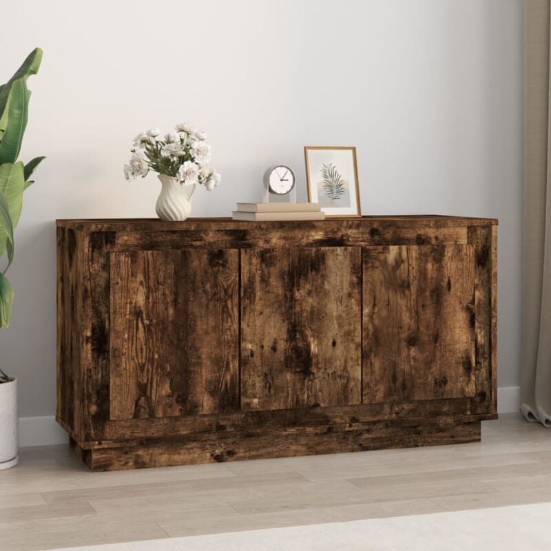foto del prodotto credenza rovere fumo 102x35x55 cm in legno multistrato vidaxl