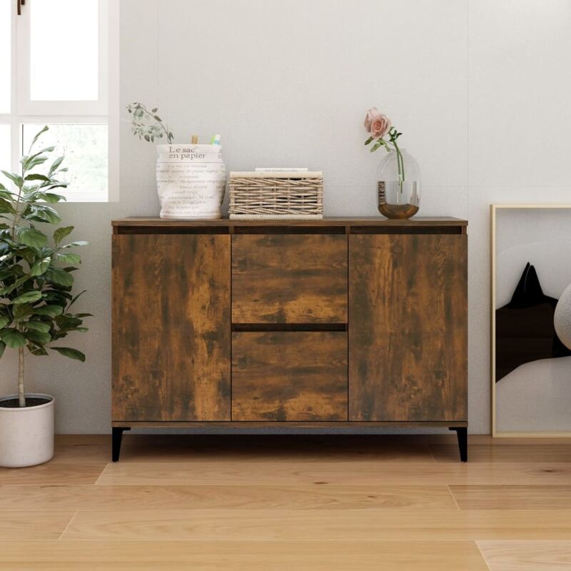 foto del prodotto credenza rovere fumo 104x35x70 cm in legno multistrato vidaxl