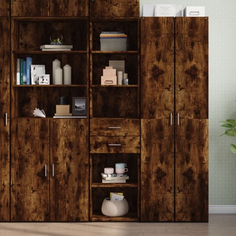 foto del prodotto credenza rovere fumo 45x42,5x185 cm in legno multistrato vidaxl