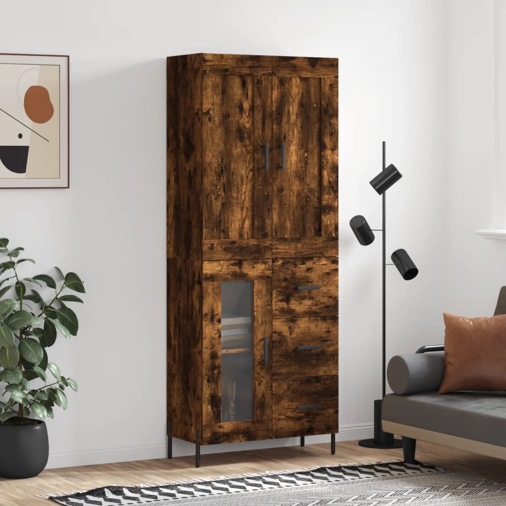 foto del prodotto credenza rovere fumo 69,5x34x180 cm in legno multistratocod mxl 77786