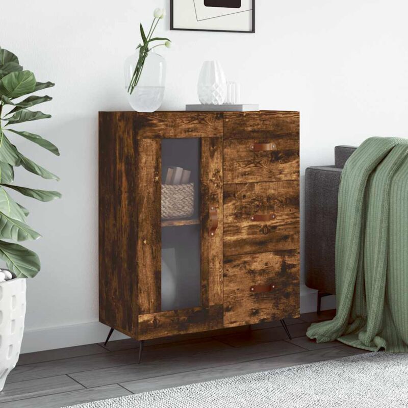 foto del prodotto credenza rovere fumo 69,5x34x90 cm in legno multistrato vidaxl