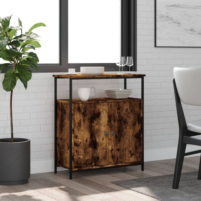 foto del prodotto credenza rovere fumo 70x30x80 cm in legno multistrato vidaxl