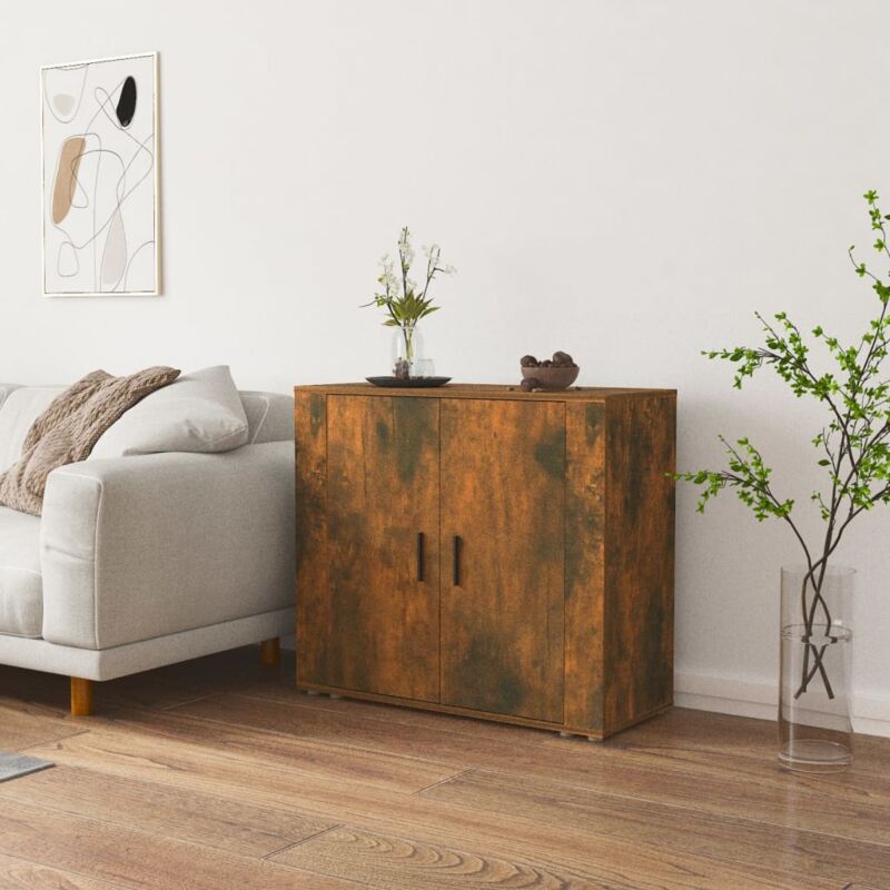 foto del prodotto credenza rovere fumo 80x33x70 cm in legno multistrato vidaxl