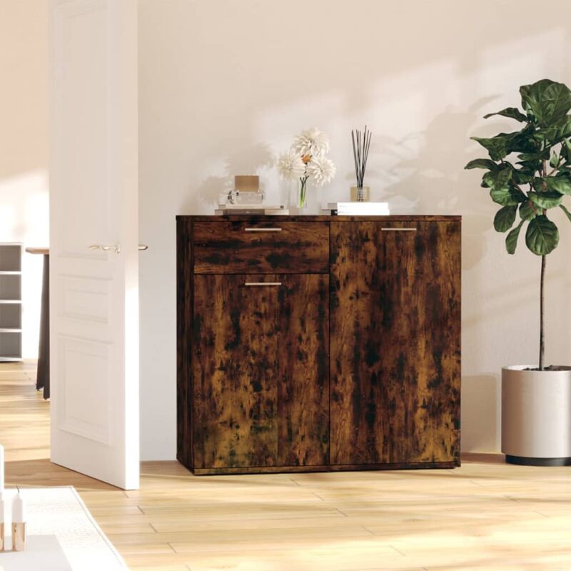 foto del prodotto credenza rovere fumo 80x36x75 cm in legno multistrato vidaxl