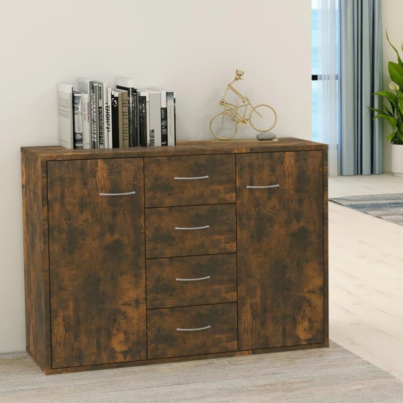 foto del prodotto credenza rovere fumo 88x30x65 cm in legno multistrato vidaxl