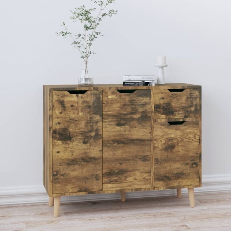 foto del prodotto credenza rovere fumo 90x30x72 cm in legno multistrato vidaxl