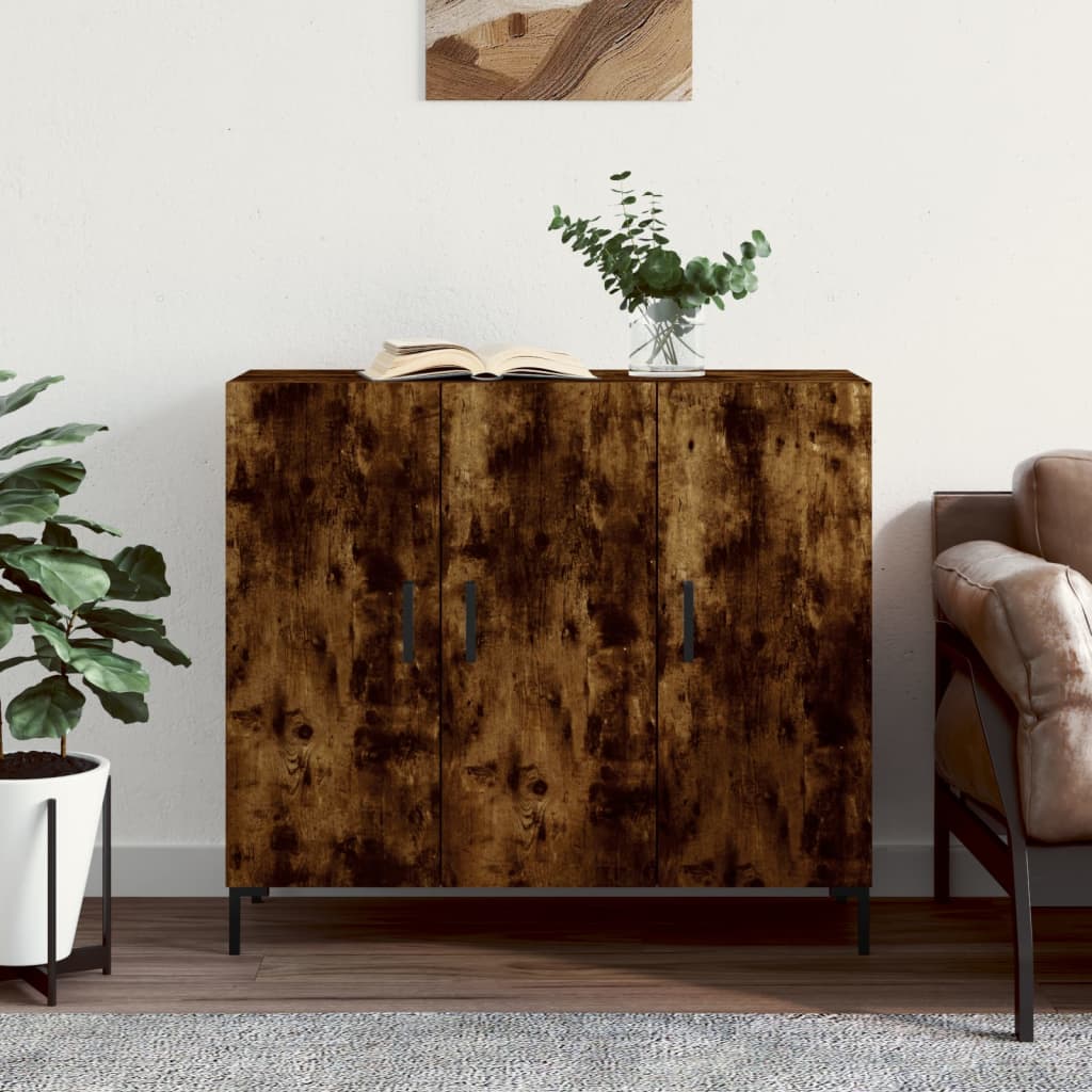 foto del prodotto credenza rovere fumo 90x34x80 cm in legno multistrato