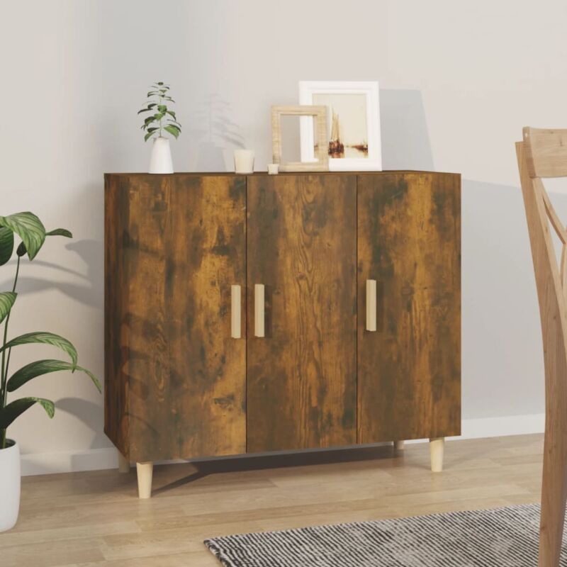 foto del prodotto credenza rovere fumo 90x34x80 cm in legno multistrato - vidaxl