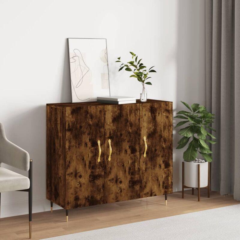 foto del prodotto credenza rovere fumo 90x34x80 cm in legno multistrato vidaxl