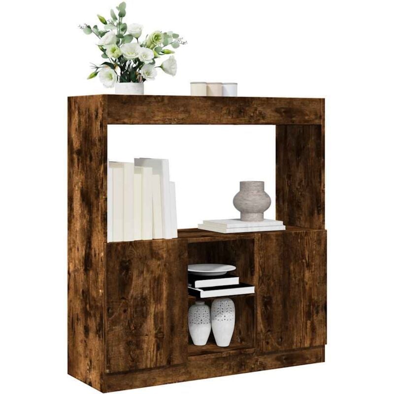 foto del prodotto credenza rovere fumo 92x33x100 cm in legno multistrato vidaxl