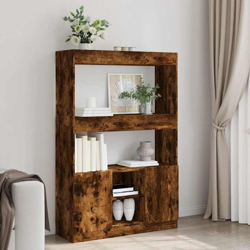 foto del prodotto credenza rovere fumo 92x33x140 cm in legno multistrato vidaxl
