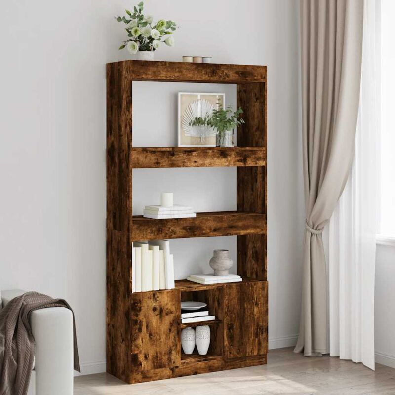 foto del prodotto credenza rovere fumo 92x33x180 cm in legno multistrato vidaxl