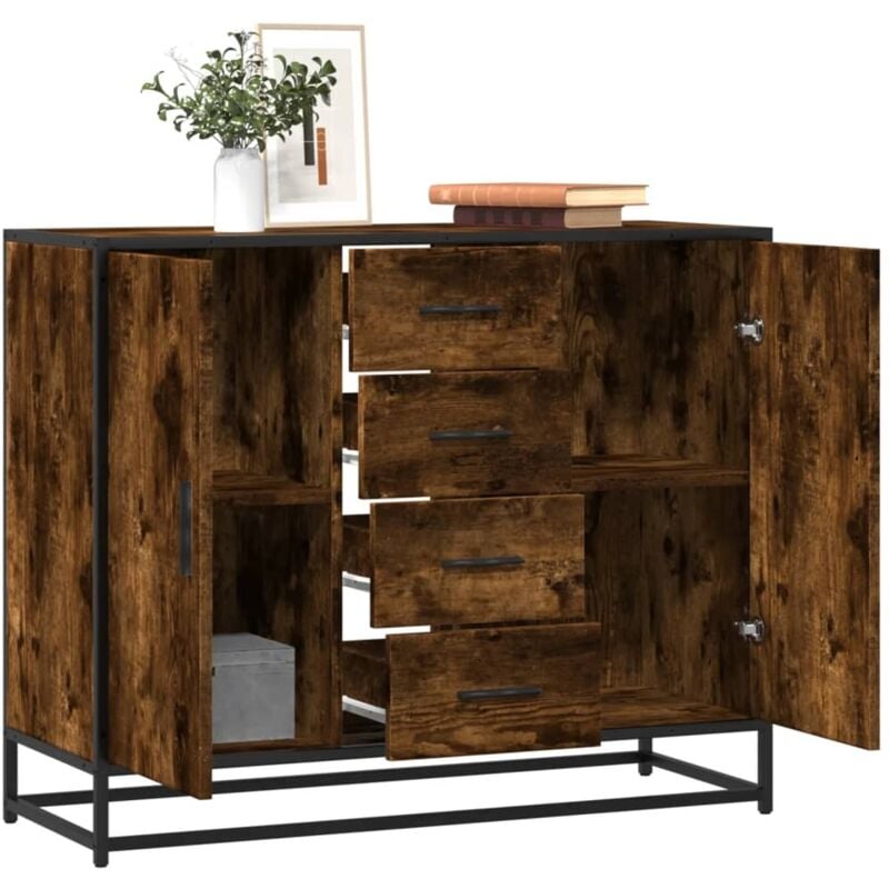 foto del prodotto credenza rovere fumo 92x35x76 cm in legno multistrato vidaxl