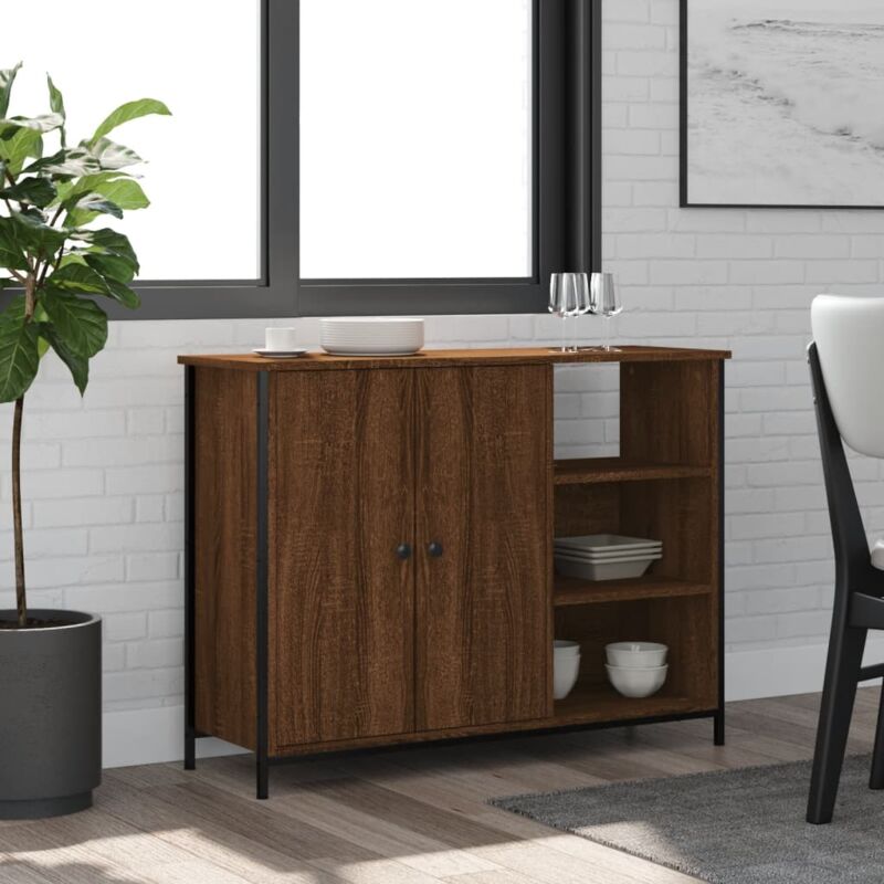 foto del prodotto credenza rovere marrone 100x33x75 cm in legno multistrato vidaxl