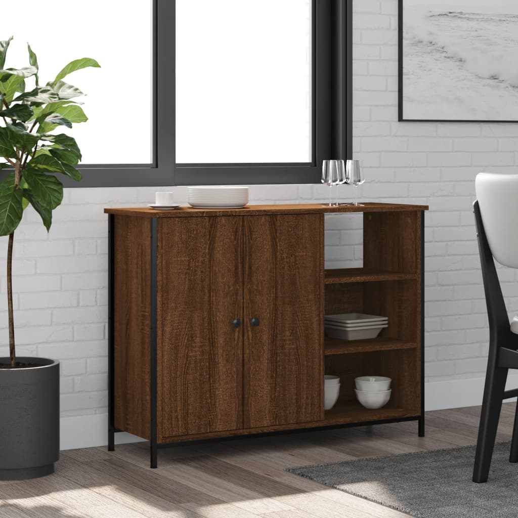 foto del prodotto credenza rovere marrone 100x33x75 cm in legno multistratocod mxl 131327