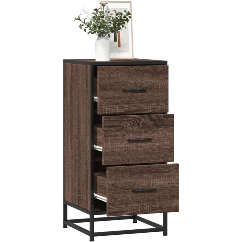 foto del prodotto credenza rovere marrone 35,5x35x76 cm in truciolato e metallo vidaxl