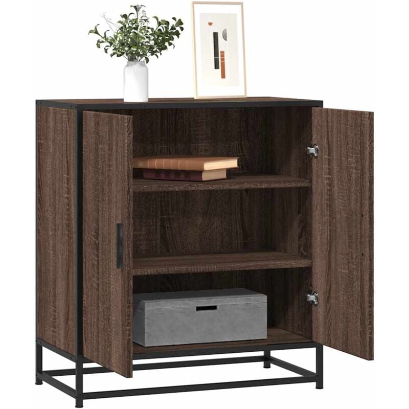 foto del prodotto credenza rovere marrone 68x35x76 cm in truciolato e metallo vidaxl