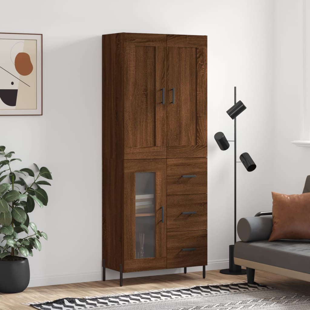 foto del prodotto credenza rovere marrone 69,5x34x180 cm in legno multistratocod mxl 77788
