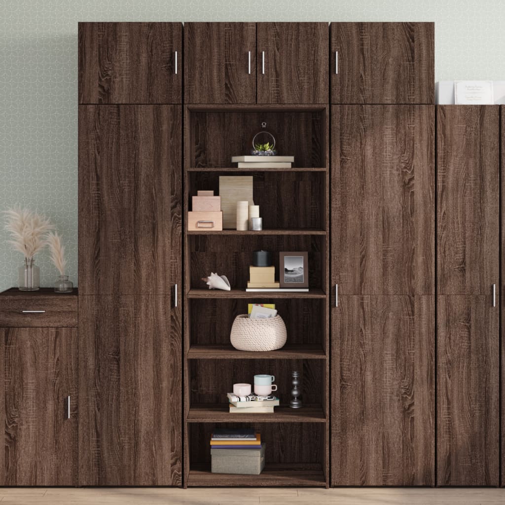 foto del prodotto credenza rovere marrone 70x41x185 cm in legno multistrato