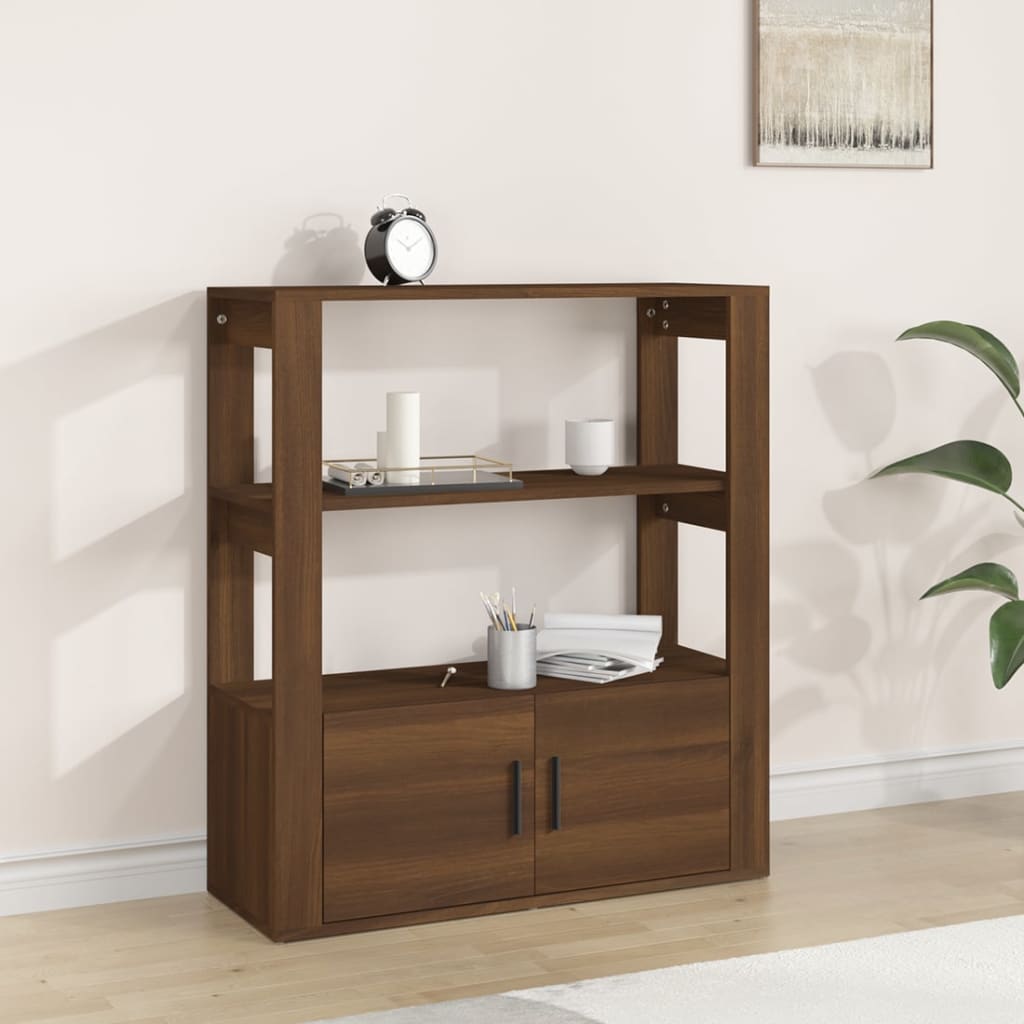 foto del prodotto credenza rovere marrone 80x30x90 cm in legno multistrato