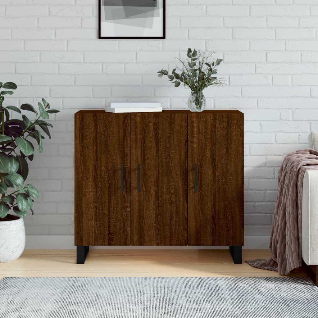 foto del prodotto credenza rovere marrone 90x34x80 cm in legno multistratocod mxl 81192