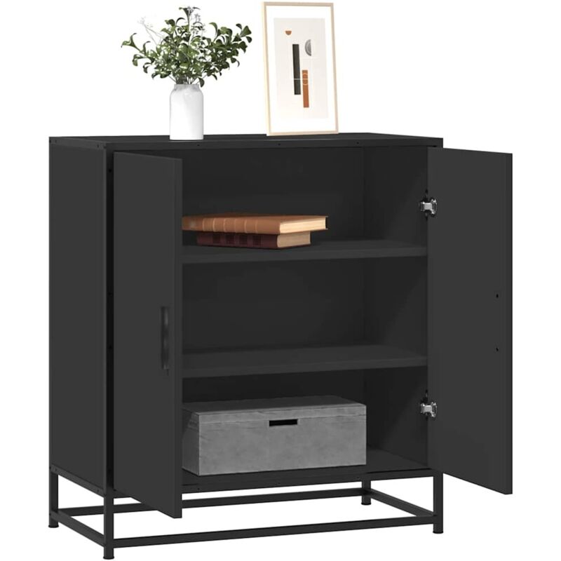 foto del prodotto credenza rovere nera 68x35x76 cm in truciolato e metallo vidaxl