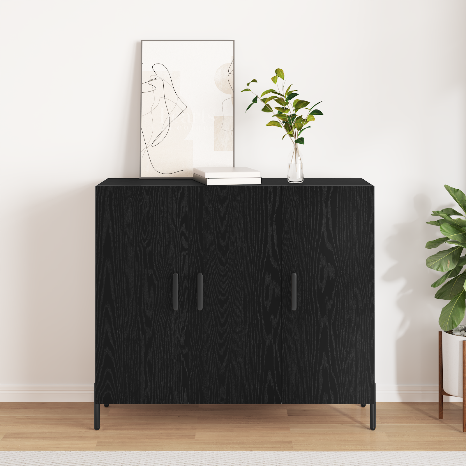 foto del prodotto credenza rovere nero 90 x 34 x 80 cm legno multistrato vidaxl