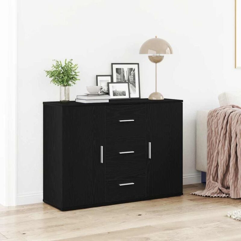 foto del prodotto credenza rovere nero 91x29,5x65 cm in legno multistrato vidaxl
