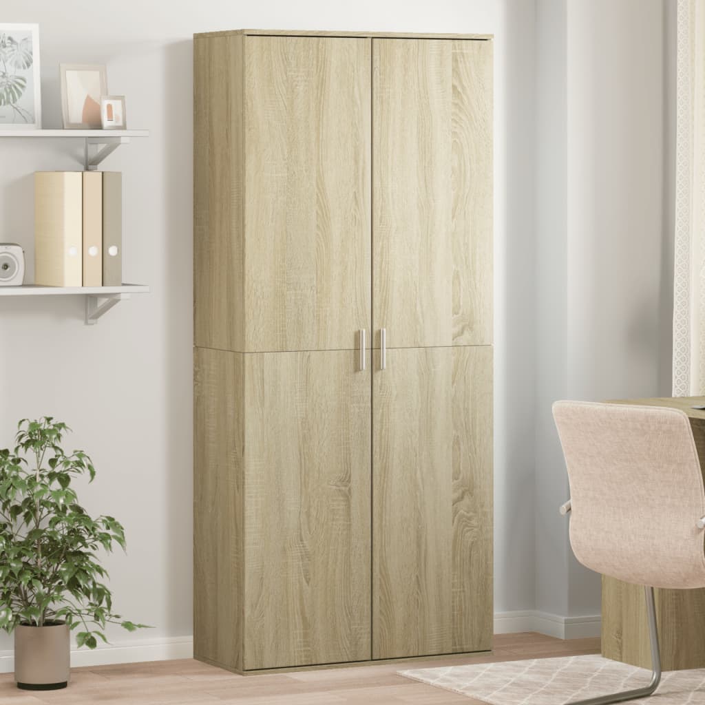 foto del prodotto credenza rovere sonoma 80x35x180 cm in legno multistrato