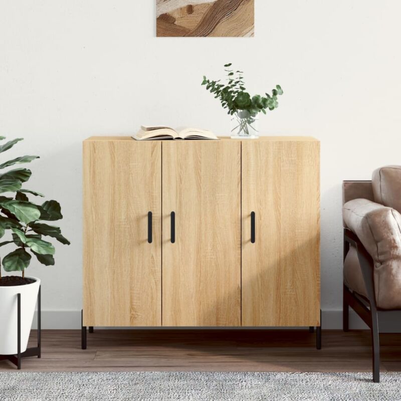 foto del prodotto credenza rovere sonoma 90x34x80 cm in legno multistrato vidaxl