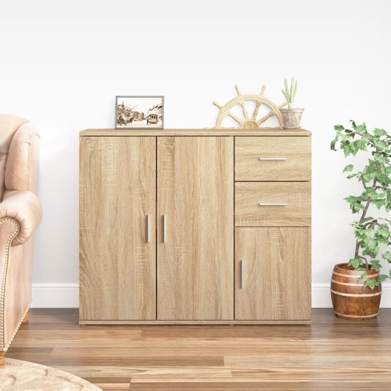 foto del prodotto credenza rovere sonoma 91x29,5x75 cm in legno multistrato vidaxl