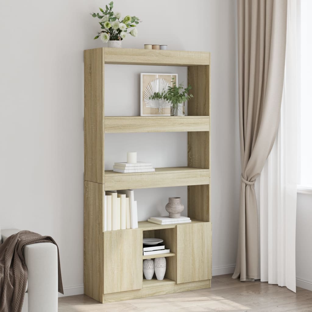 foto del prodotto credenza rovere sonoma 92x33x180 cm in legno multistrato