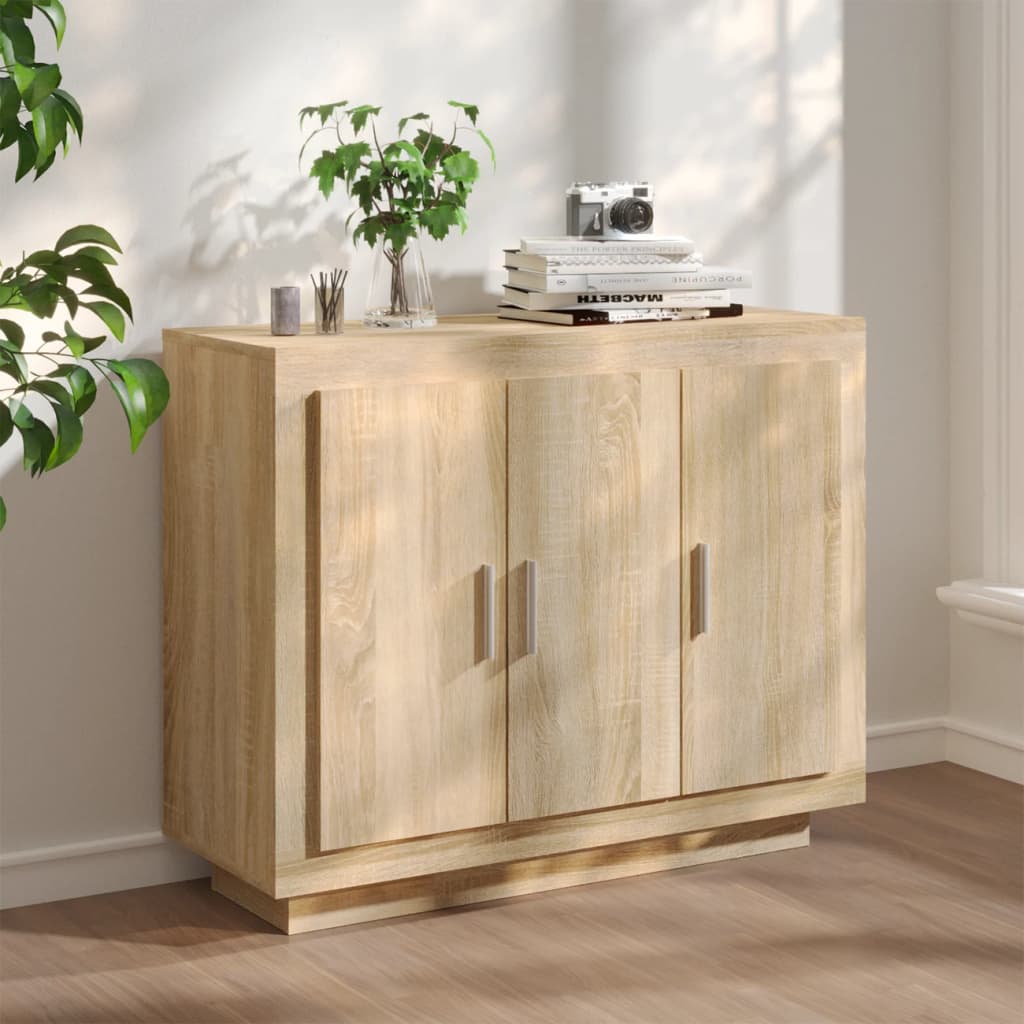 foto del prodotto credenza rovere sonoma 92x35x75 cm in legno multistrato