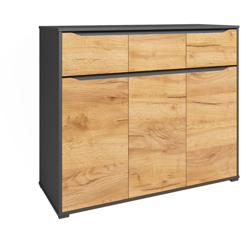 foto del prodotto credenza ruben, quercia dorata, 120 x 101.6 cm con cassetti vicco